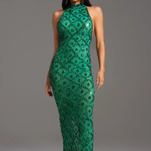 Bella Barnett Rhoda Diamonte Green Maxi Dress. NWT! XL! - Picture 2 of 4